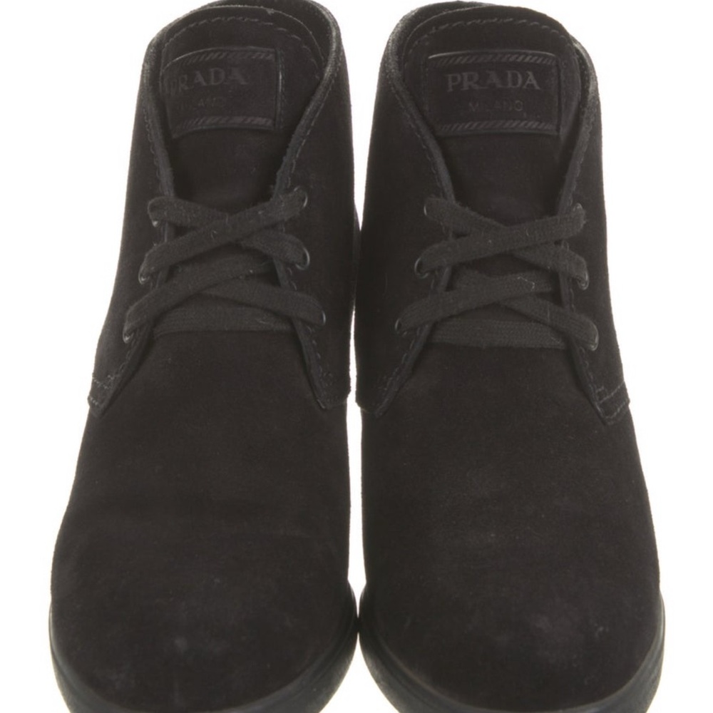 Prada Sport Black Wedge Ankle Boots - Picture 3 of 5
